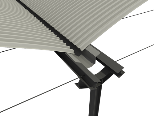 Detalle apoyo tipo estructura metalica cubierta curvada autoportante INCO 70.4