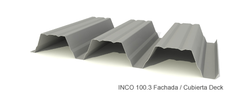 perfil grecado metlico  inco 100.3 en posicion fachada y cubierta deck  by incoperfil