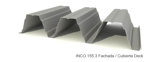 perfil grecado metlico  inco 155.3 en posicion cubierta deck y fachada by incoperfil
