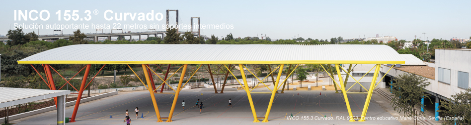 Cubierta curvada autoportante de 22 metros de luz en el centro educativo de Marie Curie en Sevilla - Espaa